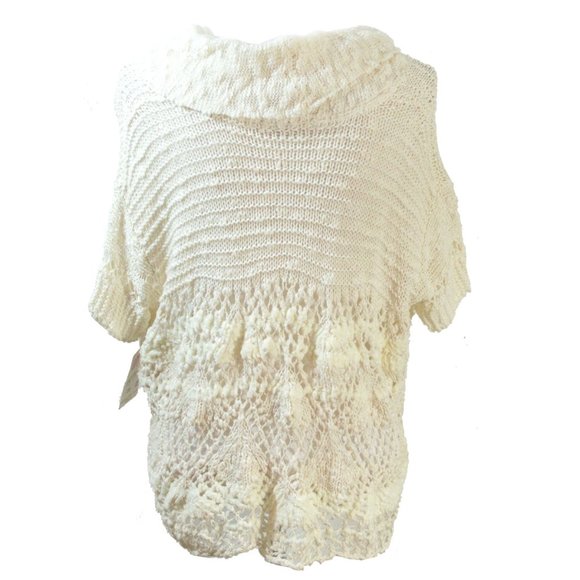 Free People Boho Ivory Open Crochet Top Sweater L - Picture 5 of 12